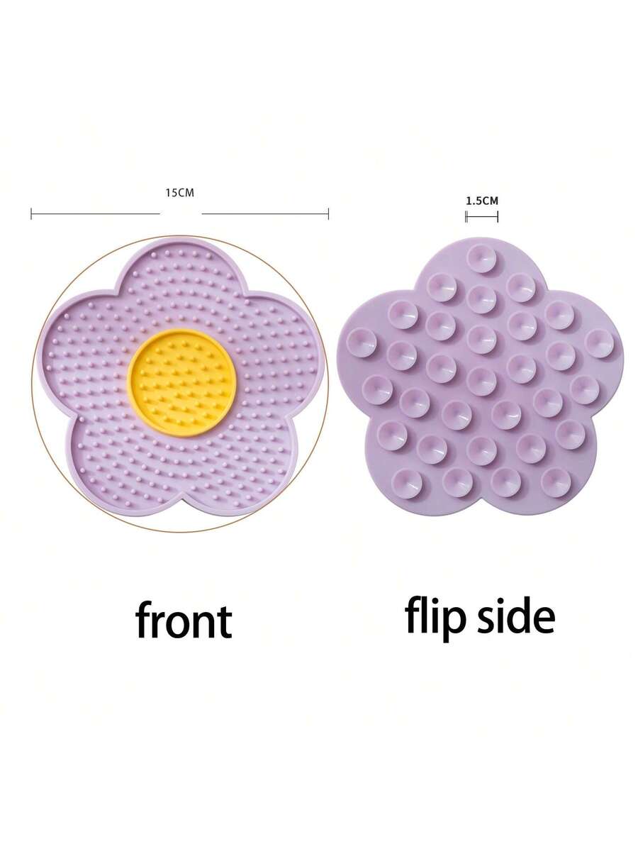 Multicolor flower-shaped silicone cat lick mat with suction cups for dogs and cats