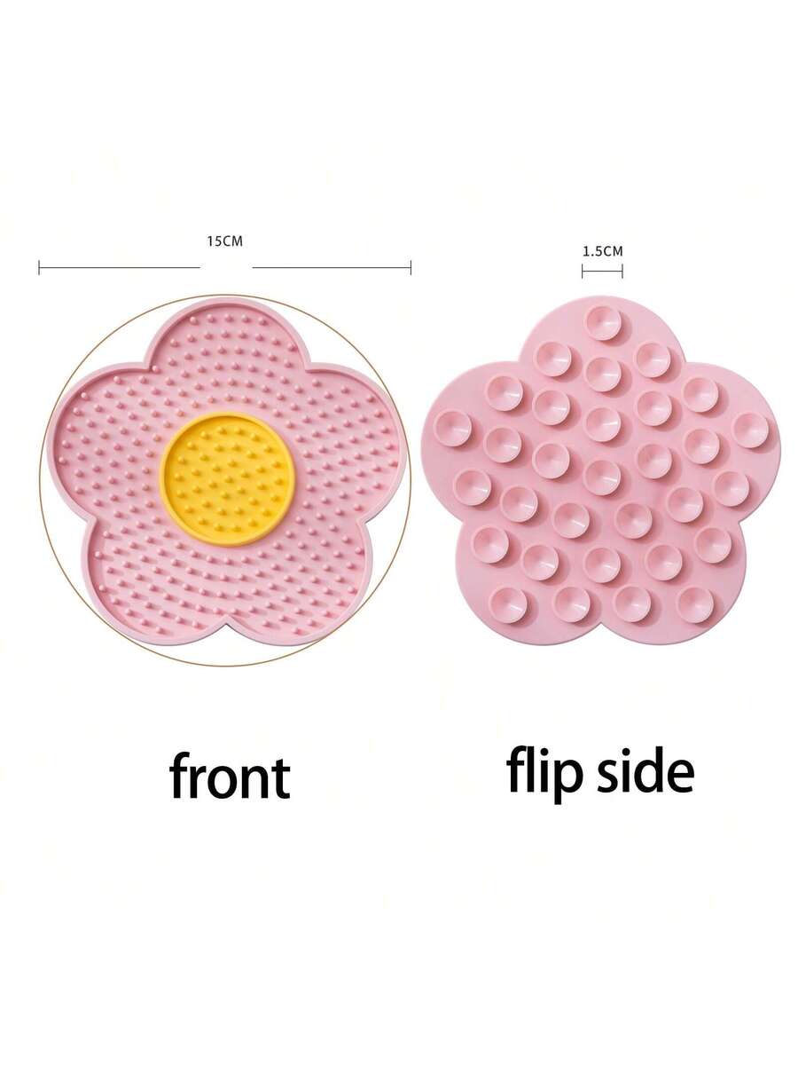 Multicolor flower-shaped silicone cat lick mat with suction cups for dogs and cats