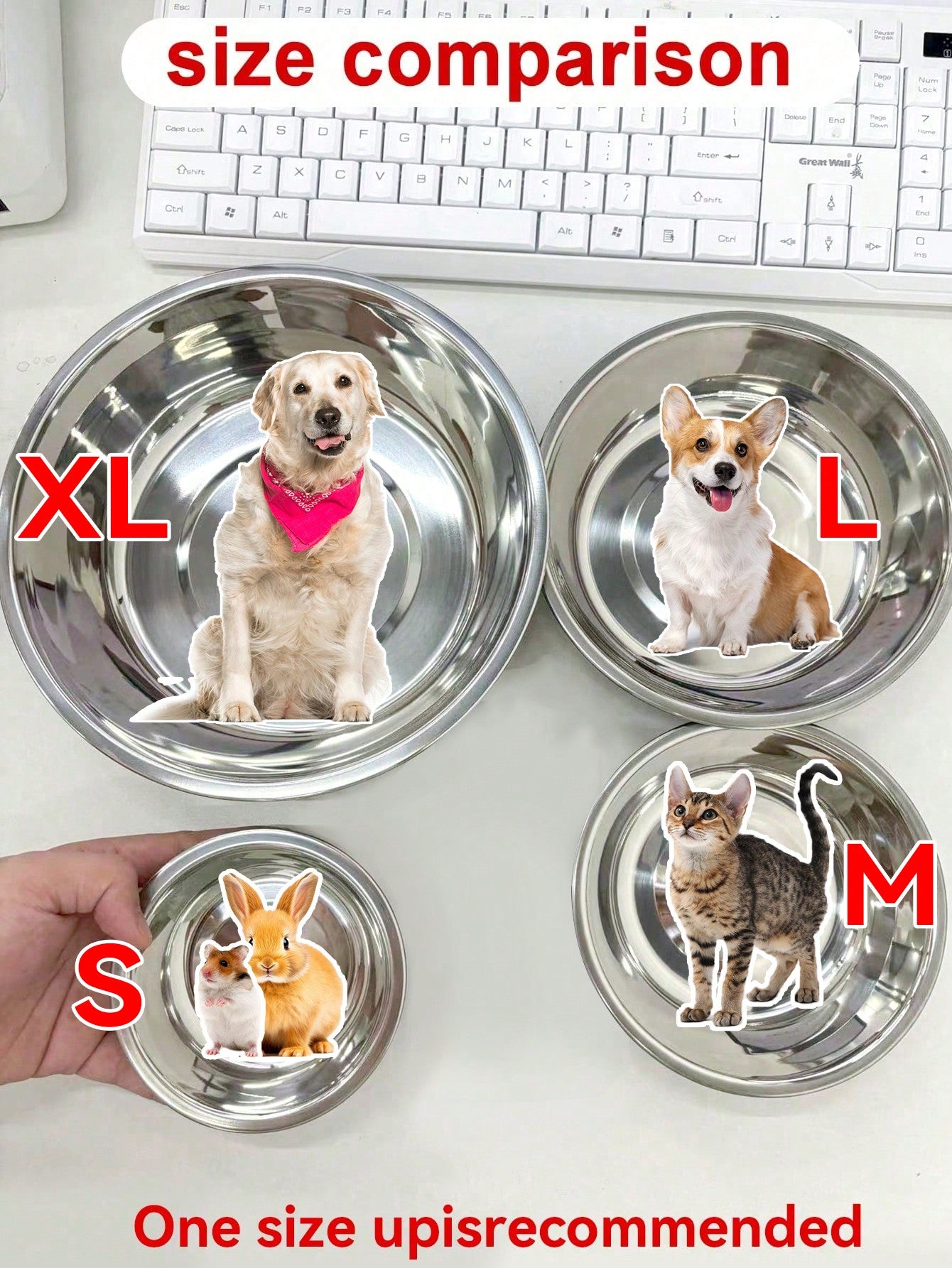1pc/2pcs Cat/Dog Stainless Steel Bowl, Pet Food & Water Bowl, Anti-Slip Anti-Bite Durable