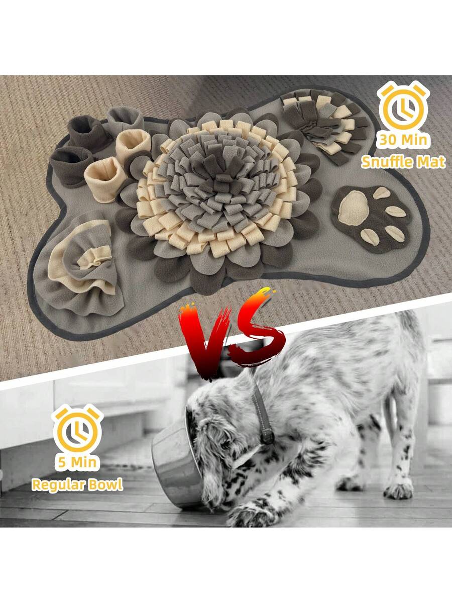 Grey 100% polyester pet sniffing pad and indoor slow feeder training blanket for dogs and cats