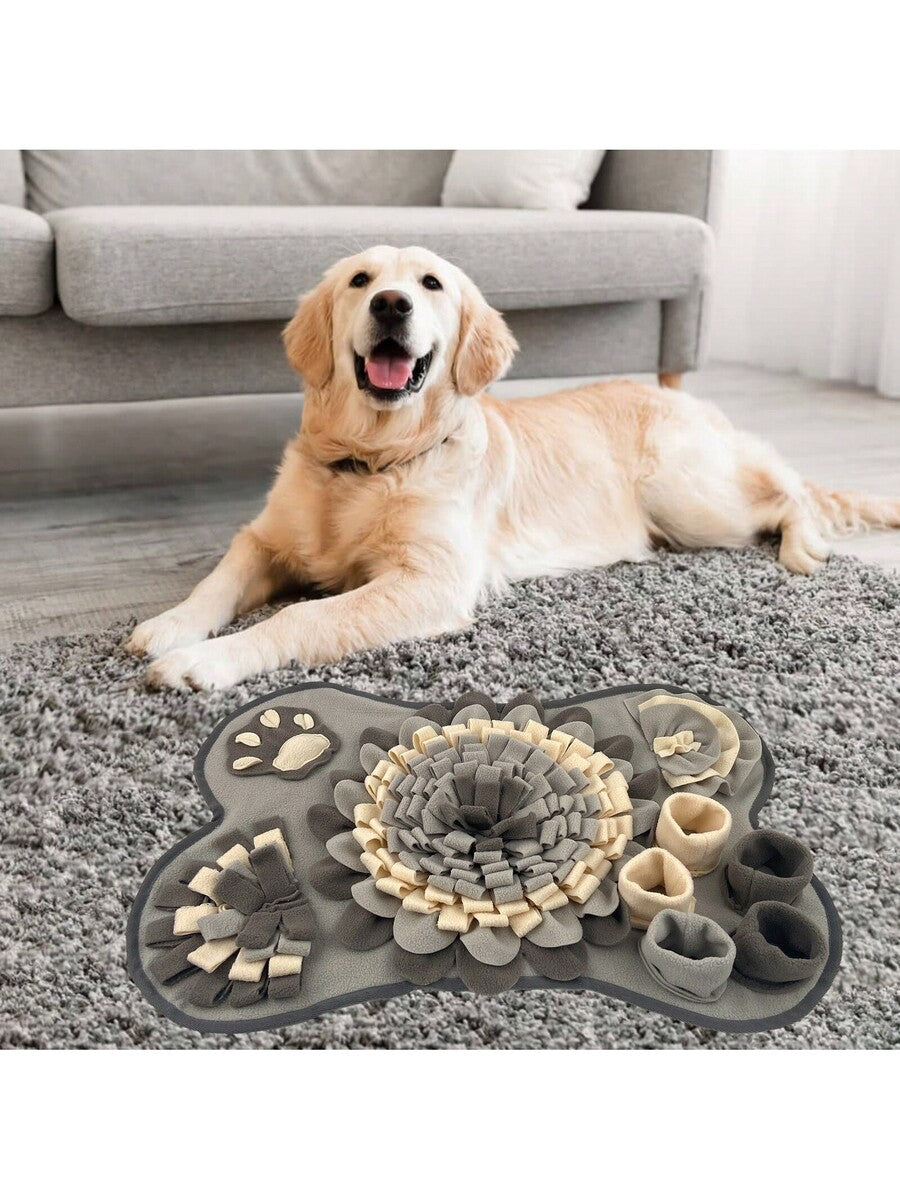 Grey 100% polyester pet sniffing pad and indoor slow feeder training blanket for dogs and cats