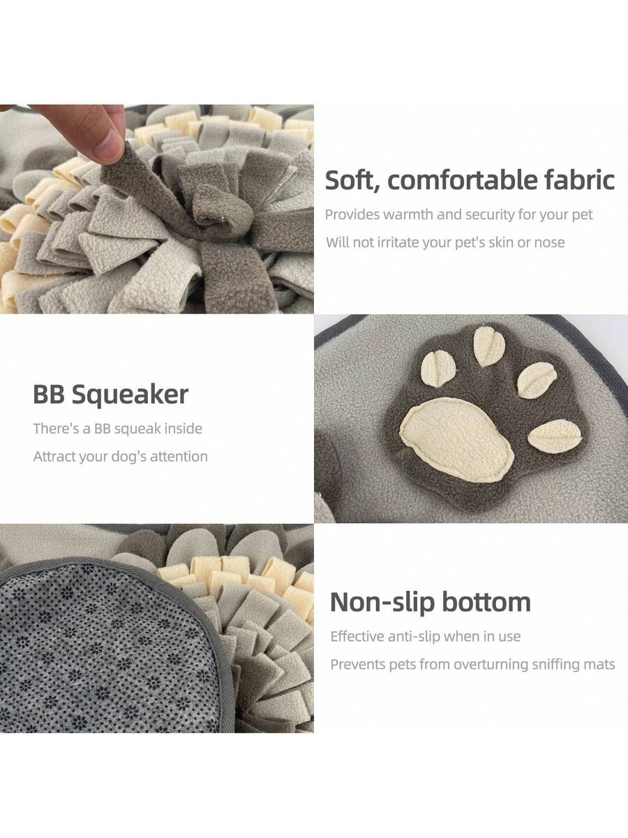 Grey 100% polyester pet sniffing pad and indoor slow feeder training blanket for dogs and cats