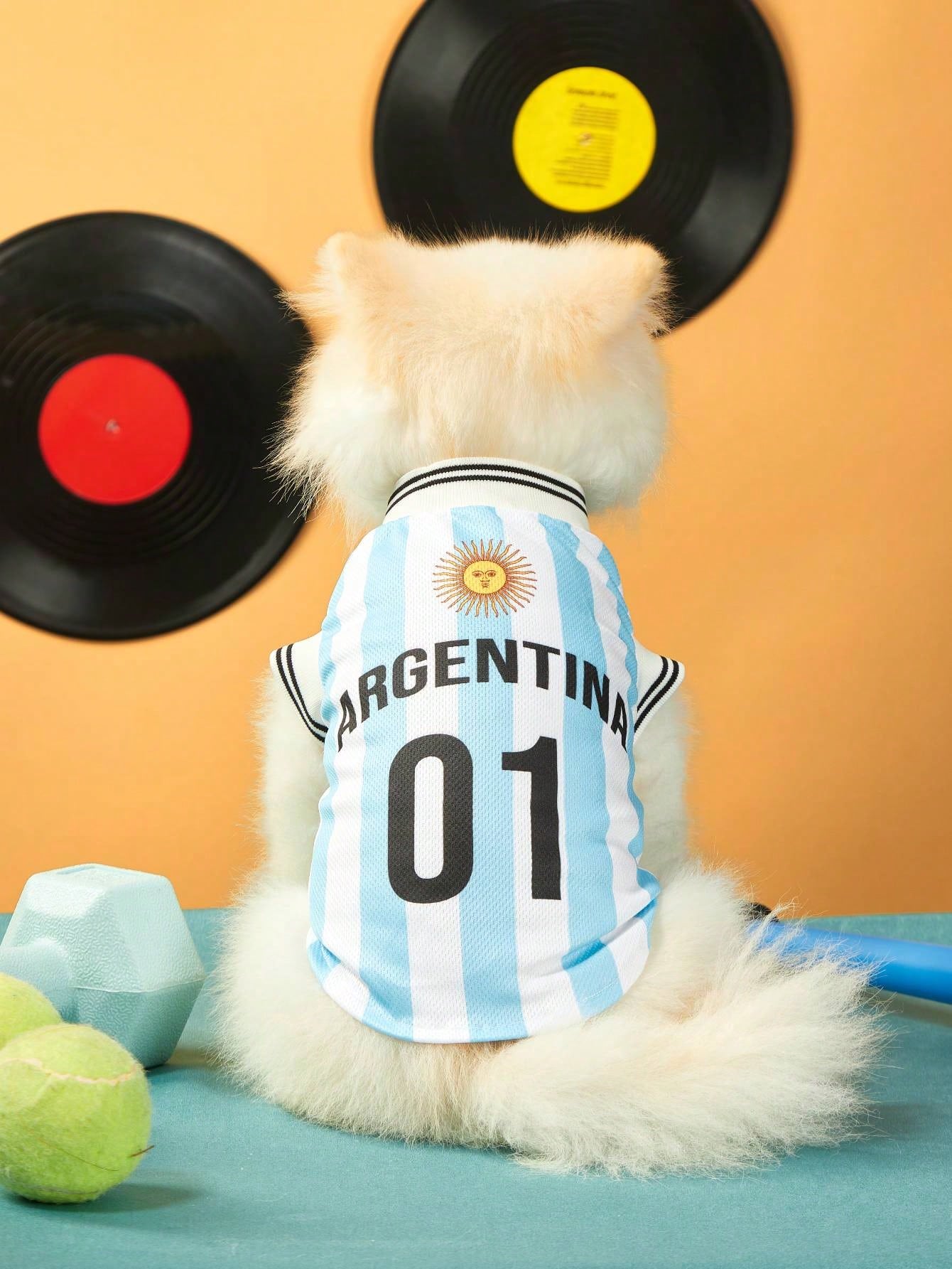 Mexican National Team Style Pet Jersey, Size 15, Striped With English Number Print, Contrast Color Collar And Ribbed Cuffs, Suitable For All Breeds