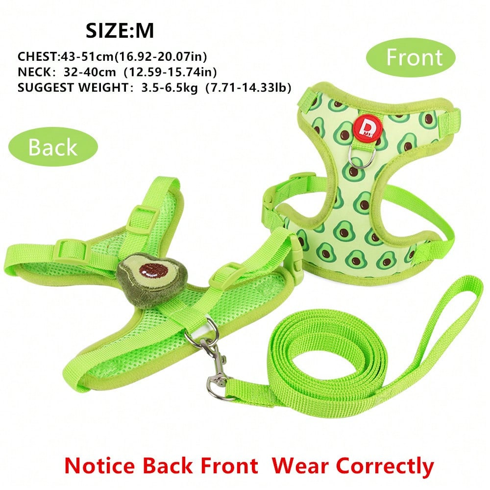 Adjustable pink polyester pet harness and leash set for cats and small dogs, anti-escape vest style for outdoor walking