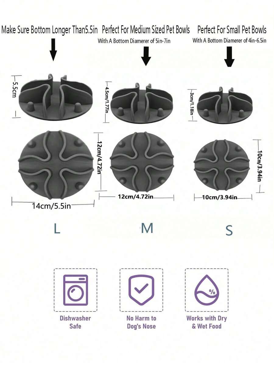 Black TPR puzzle slow feeder dog bowl insert featuring 51 octopus suction cups designed for medium and large dog bowls over 6.5 inches wide.