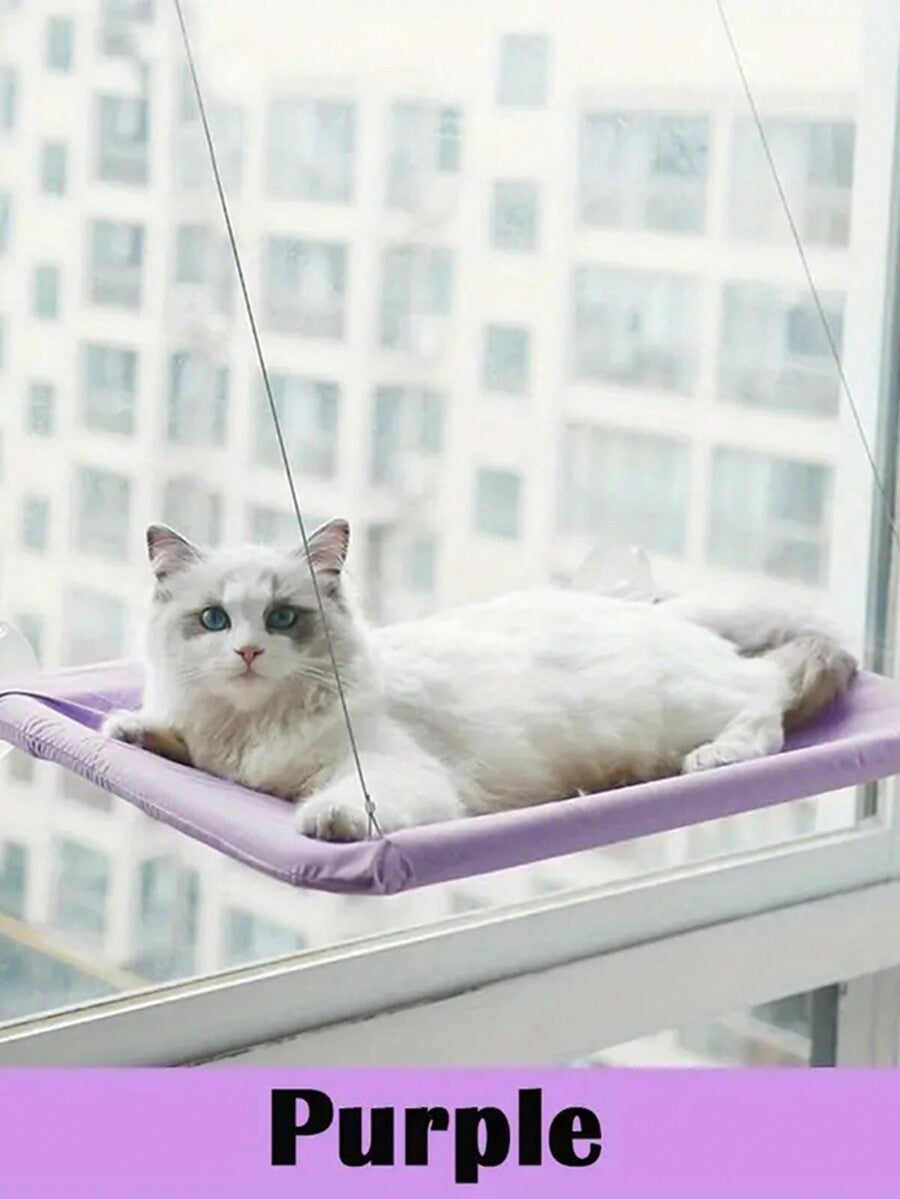 Multicolor window mounted hanging cat hammock bed with cozy blanket for cats supporting up to 5kg.