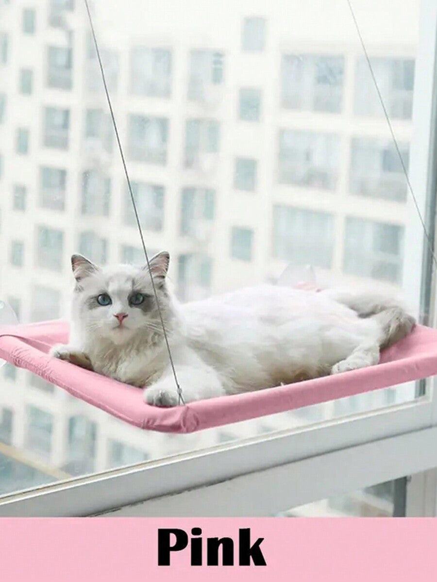 Multicolor window mounted hanging cat hammock bed with cozy blanket for cats supporting up to 5kg.