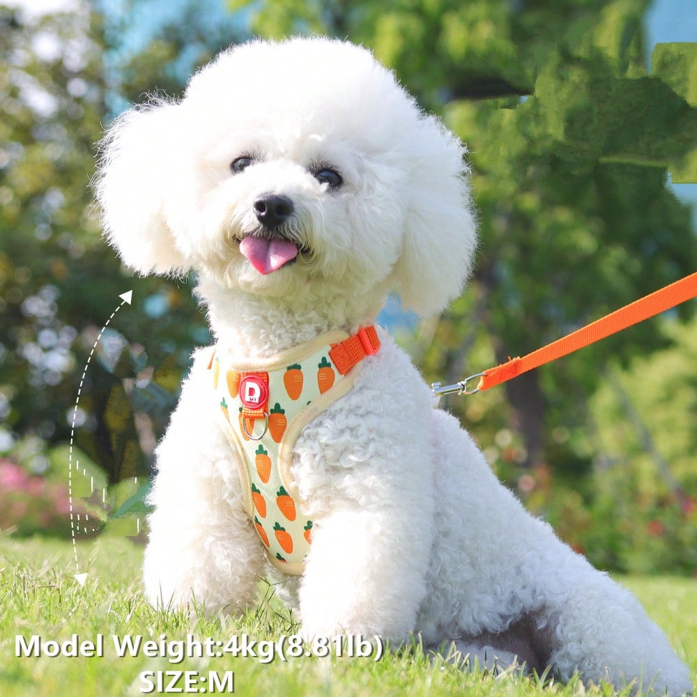 Adjustable pink polyester pet harness and leash set for cats and small dogs, anti-escape vest style for outdoor walking