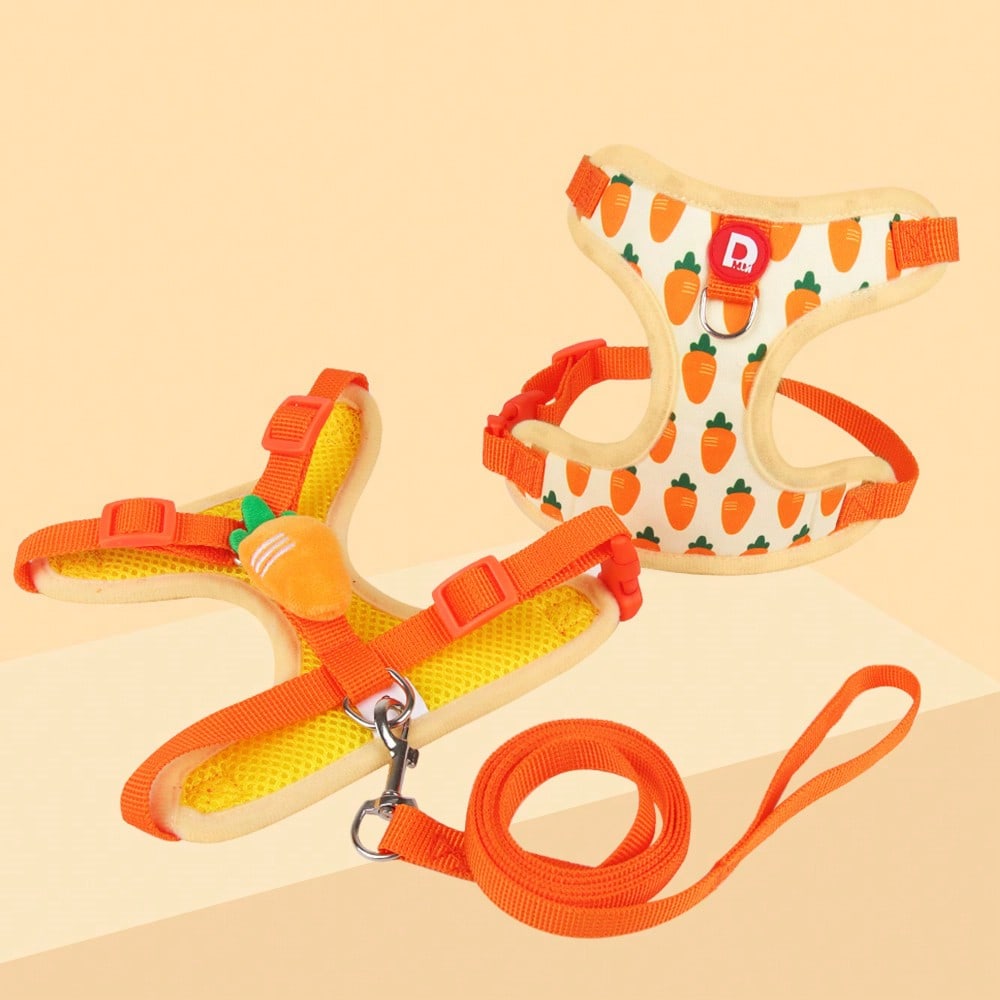Adjustable polyester pet harness and leash set for cats and small dogs, designed as an anti-escape walking vest for outdoor use.