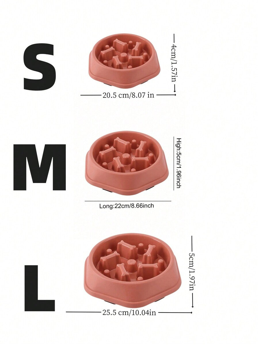 Blue bone shaped pet slow feeder bowl for dogs and cats with anti-skid and anti-choke design