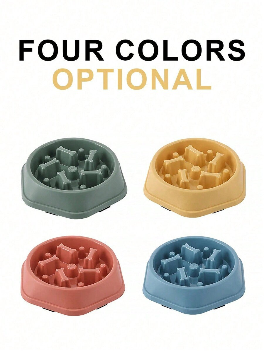 Blue bone shaped pet slow feeder bowl for dogs and cats with anti-skid and anti-choke design