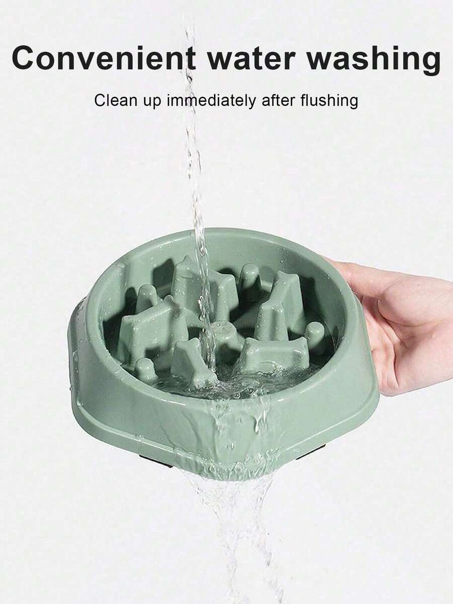 Blue bone shaped pet slow feeder bowl for dogs and cats with anti-skid and anti-choke design