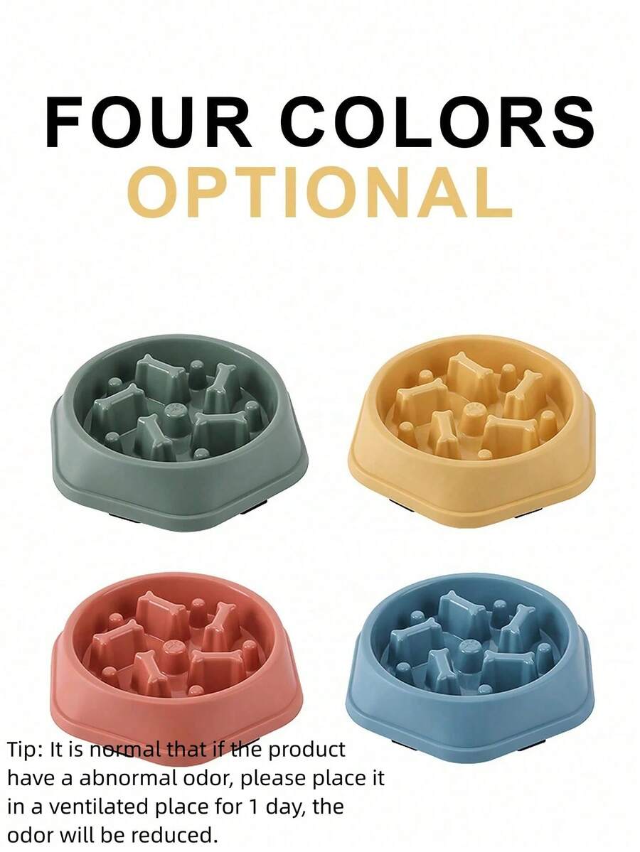 Blue bone shaped pet slow feeder bowl for dogs and cats with anti-skid and anti-choke design