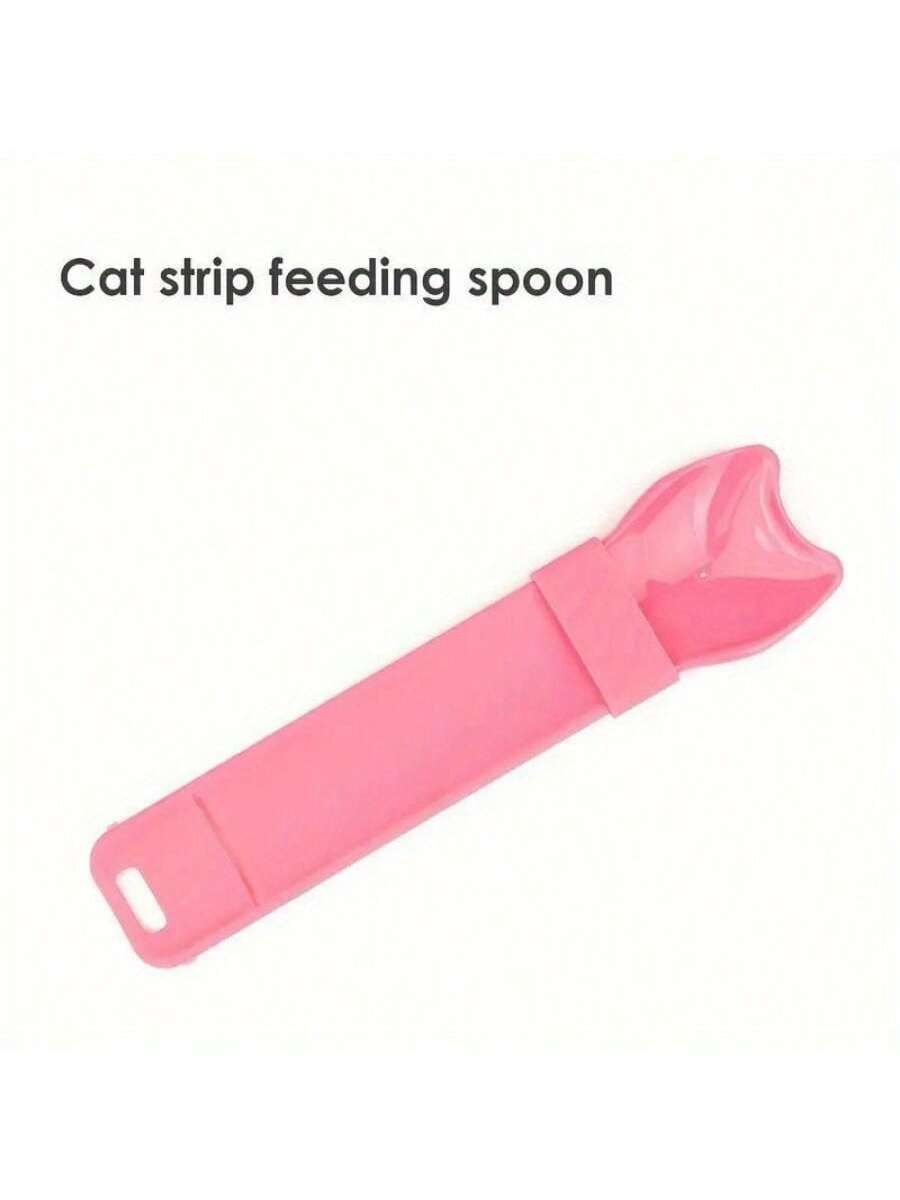 Multicolor cartoon PP cat strip squeeze spoon feeding tool for licking liquid cat treats.