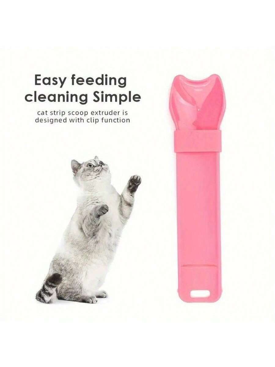 Multicolor cartoon PP cat strip squeeze spoon feeding tool for licking liquid cat treats.