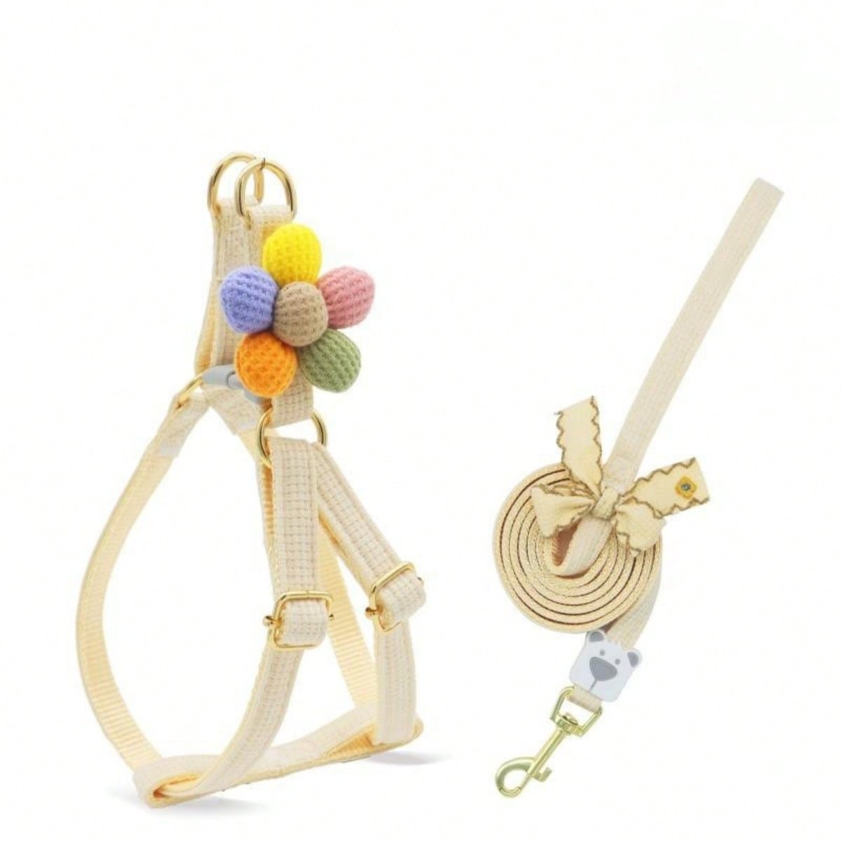 Multicolor plain dog chest and back harness leash made from polyamide for small and medium dogs, suitable for Teddy, Poodle, and daily walking.