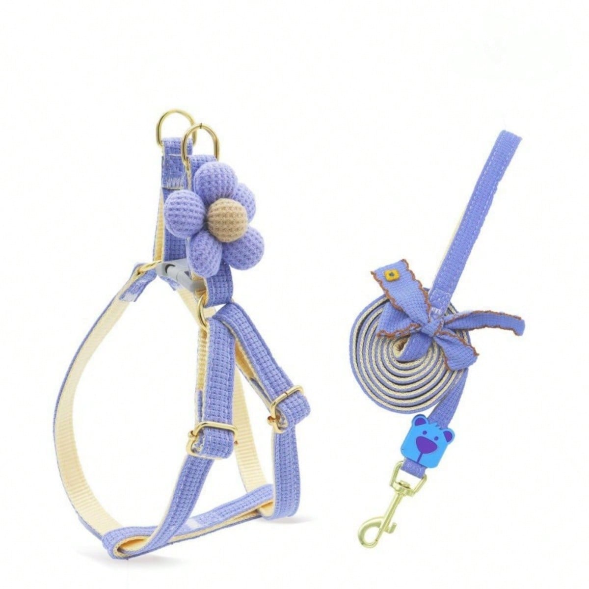 Multicolor plain dog chest and back harness leash made from polyamide for small and medium dogs, suitable for Teddy, Poodle, and daily walking.