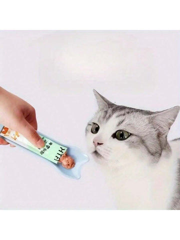 Multicolor cartoon PP cat strip squeeze spoon feeding tool for licking liquid cat treats.