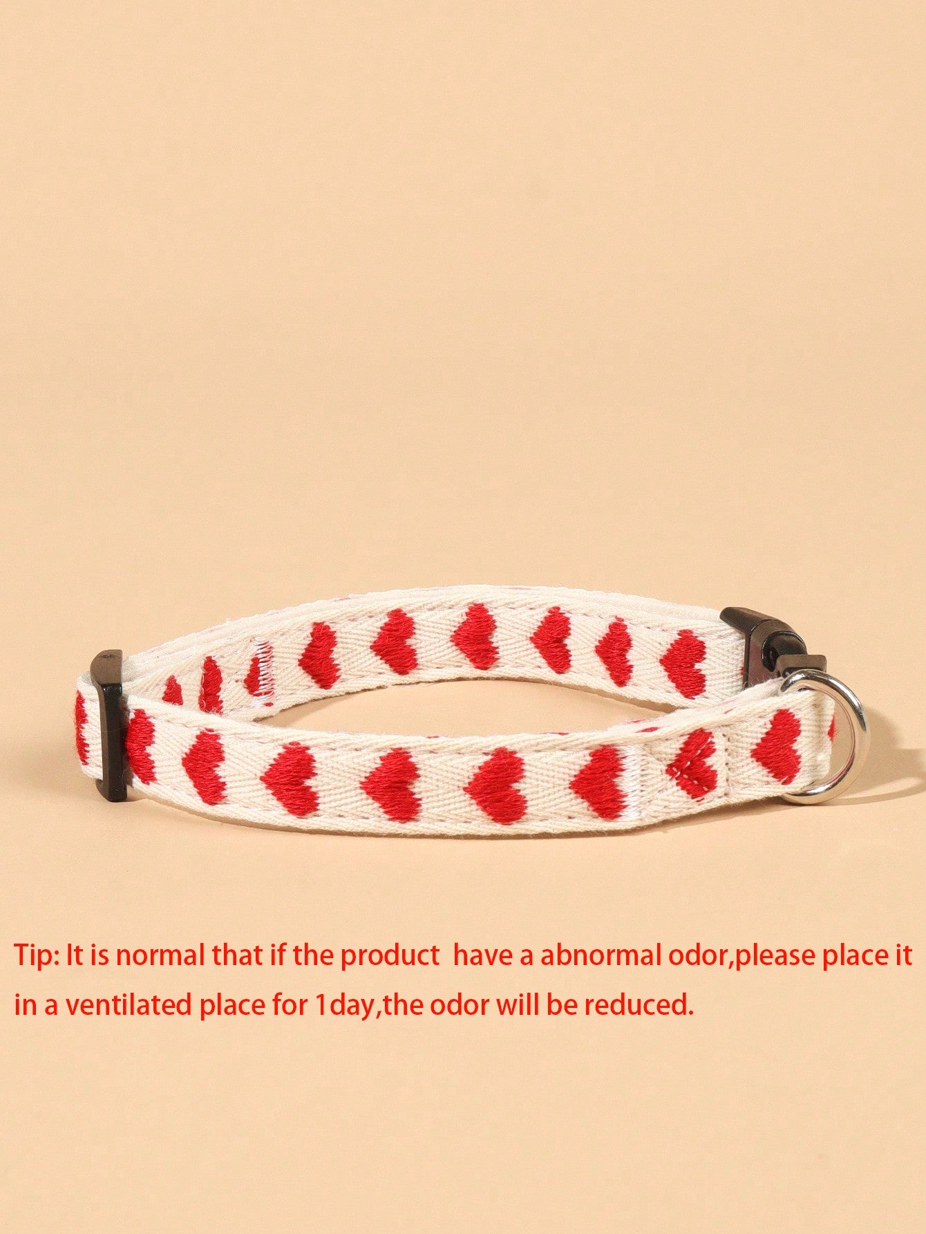 Pink heart patterned jacquard polyester pet collar for small cats and dogs