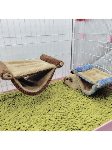 Multicolor soft coral fleece hanging hammock bed designed for hamsters, sugar gliders, and small pets
