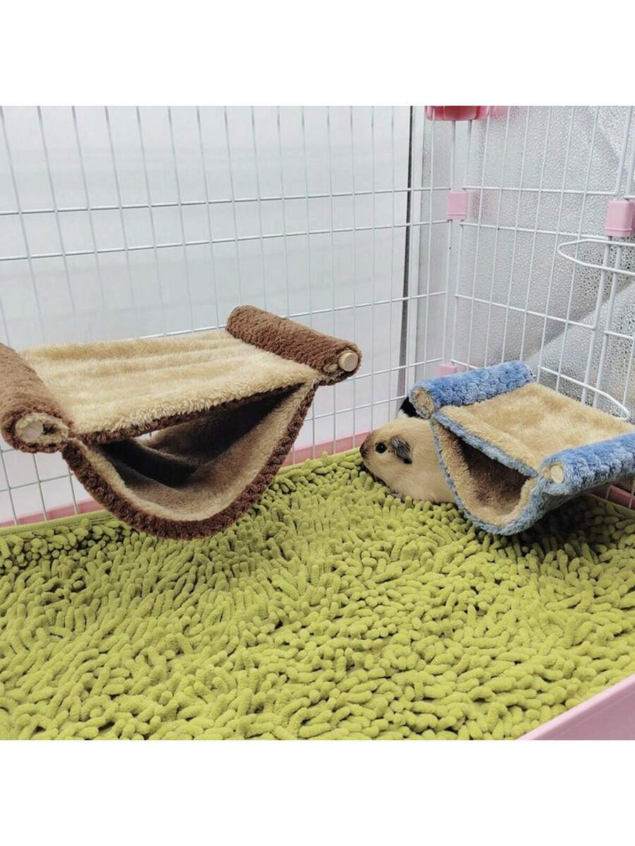 Multicolor soft coral fleece hanging hammock bed designed for hamsters, sugar gliders, and small pets