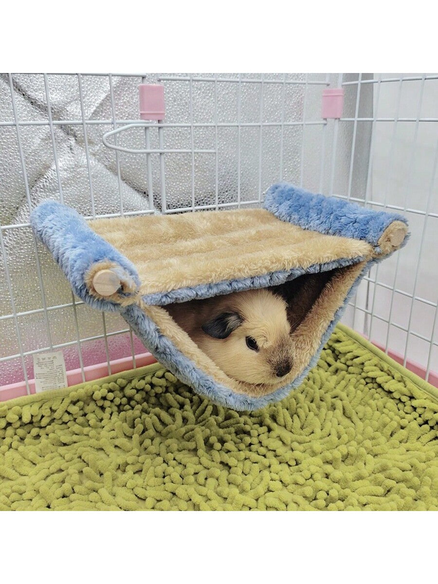 Multicolor soft coral fleece hanging hammock bed designed for hamsters, sugar gliders, and small pets