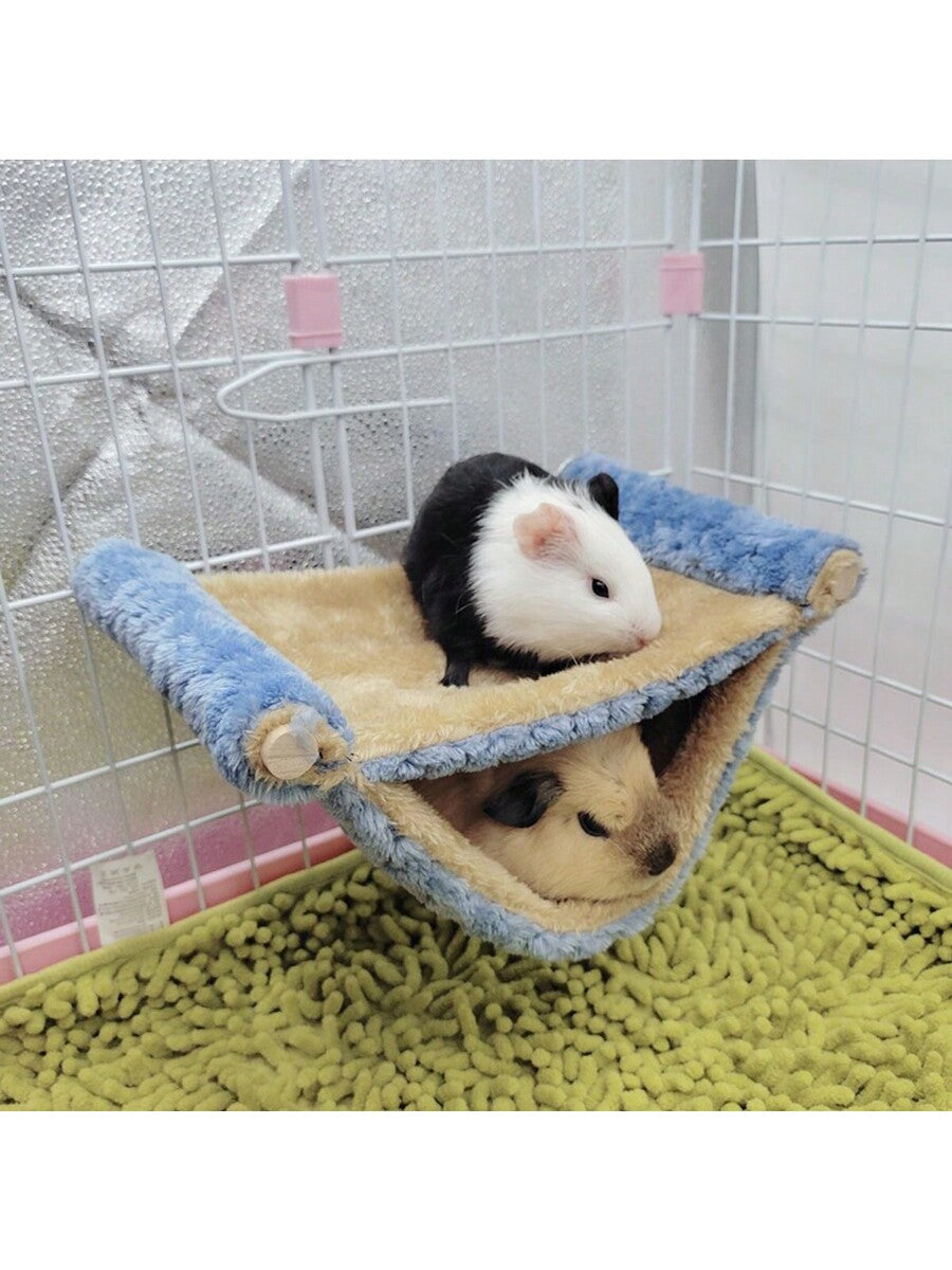 Multicolor soft coral fleece hanging hammock bed designed for hamsters, sugar gliders, and small pets