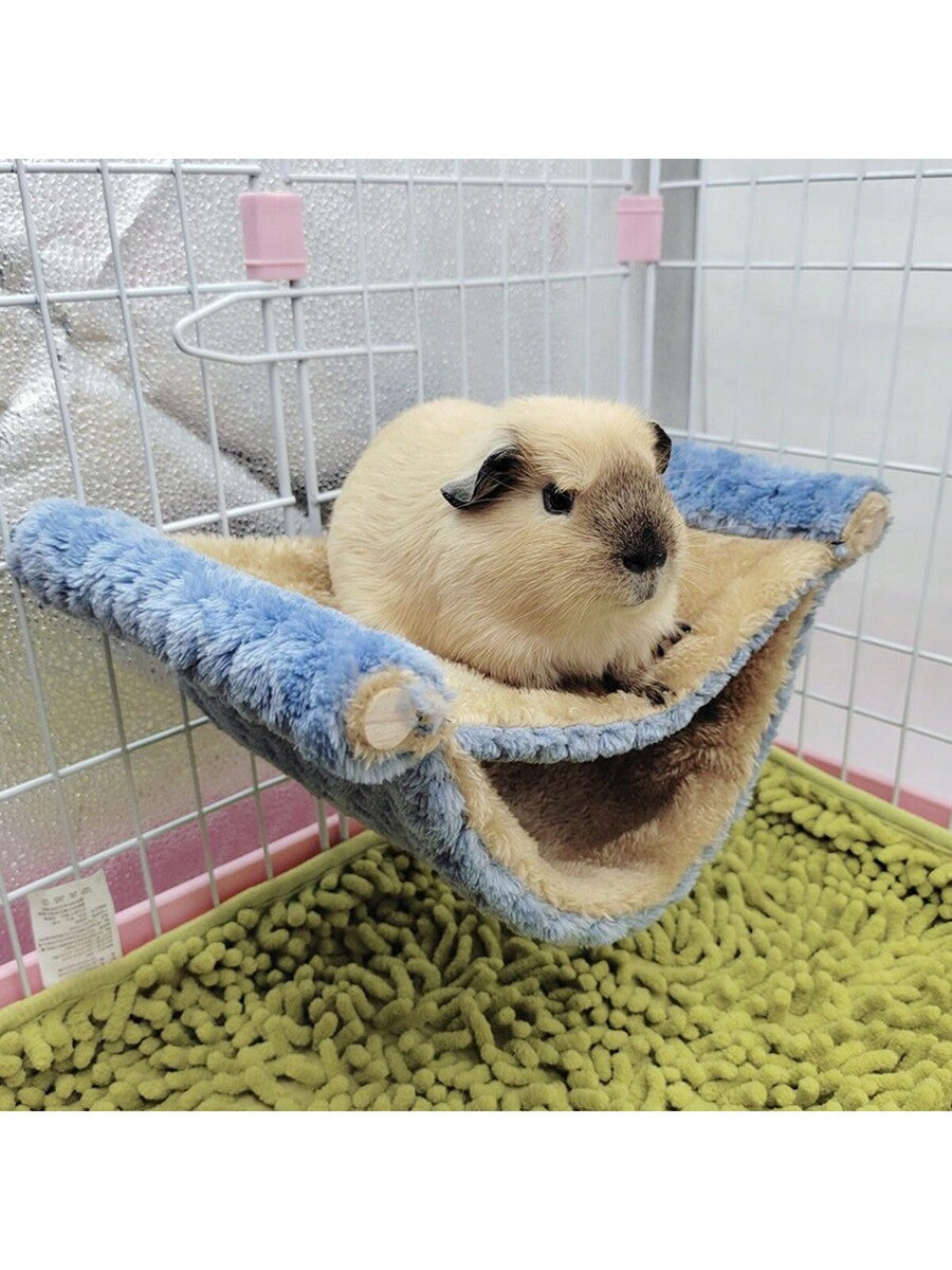 Multicolor soft coral fleece hanging hammock bed designed for hamsters, sugar gliders, and small pets