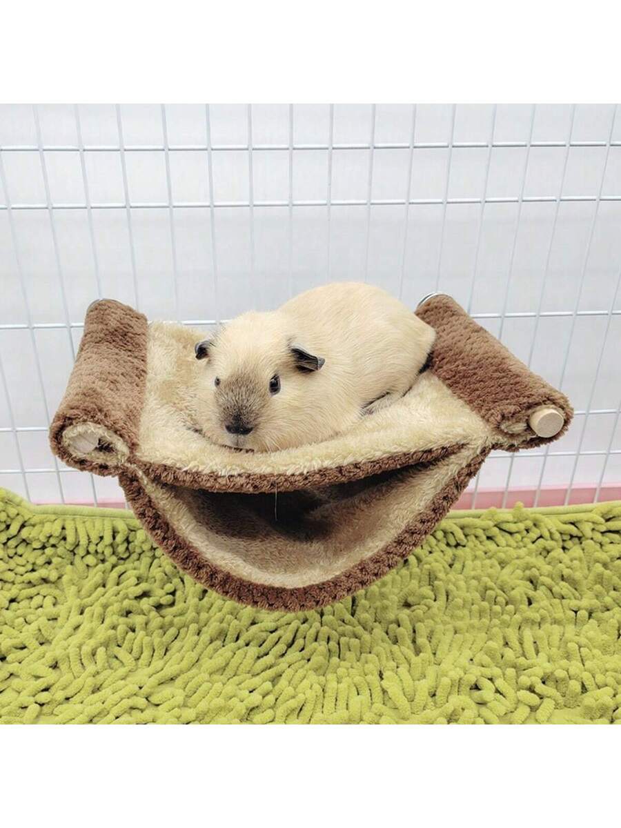 Multicolor soft coral fleece hanging hammock bed designed for hamsters, sugar gliders, and small pets