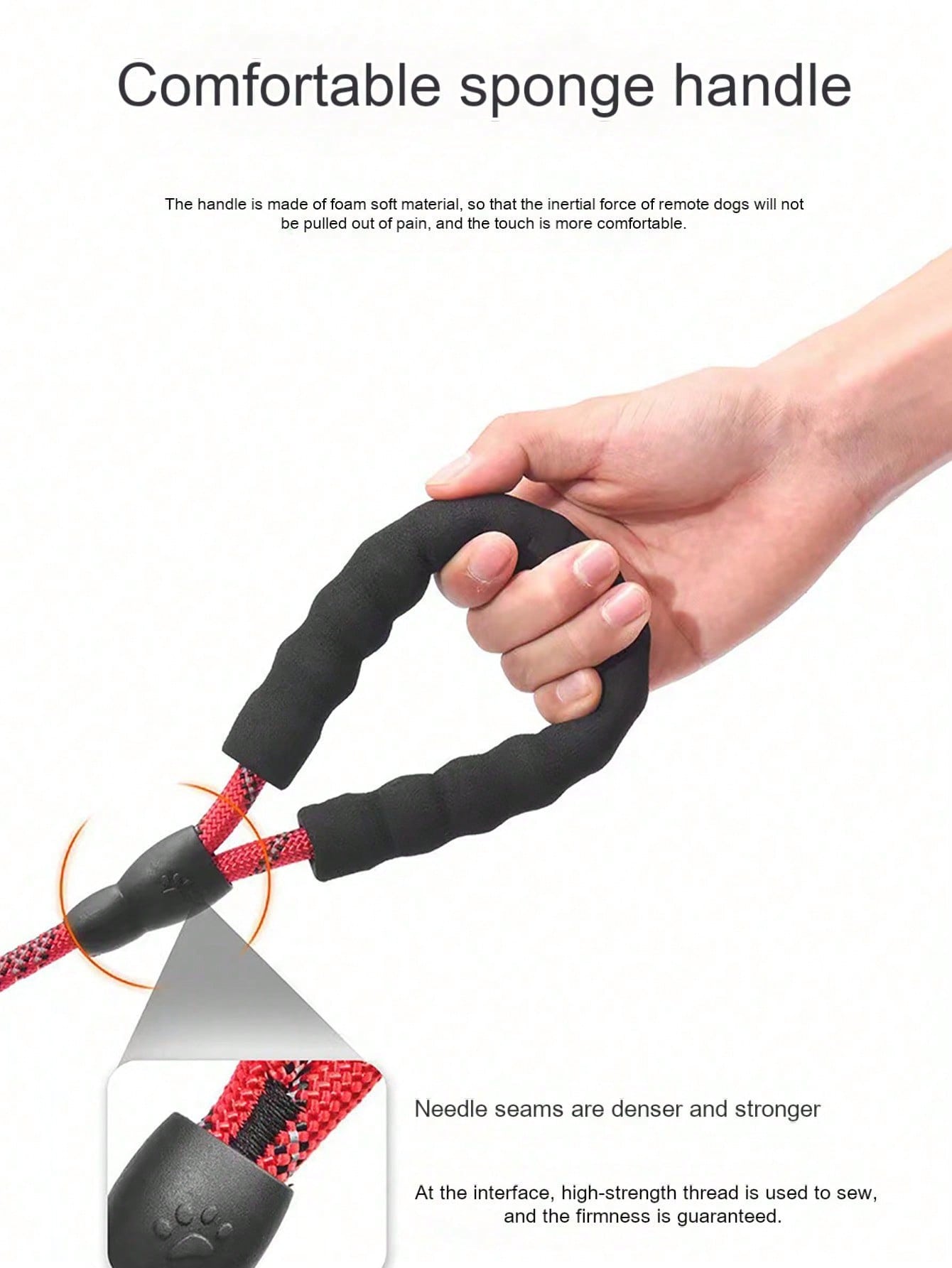Set of 2 black reflective polyamide pet leashes for cats and dogs, designed for comfortable walking and training without choking or pulling