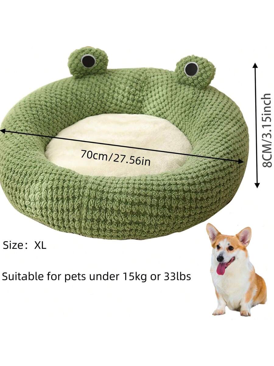 Mint green round plush pet bed featuring an open warm nest design for cats and small dogs.
