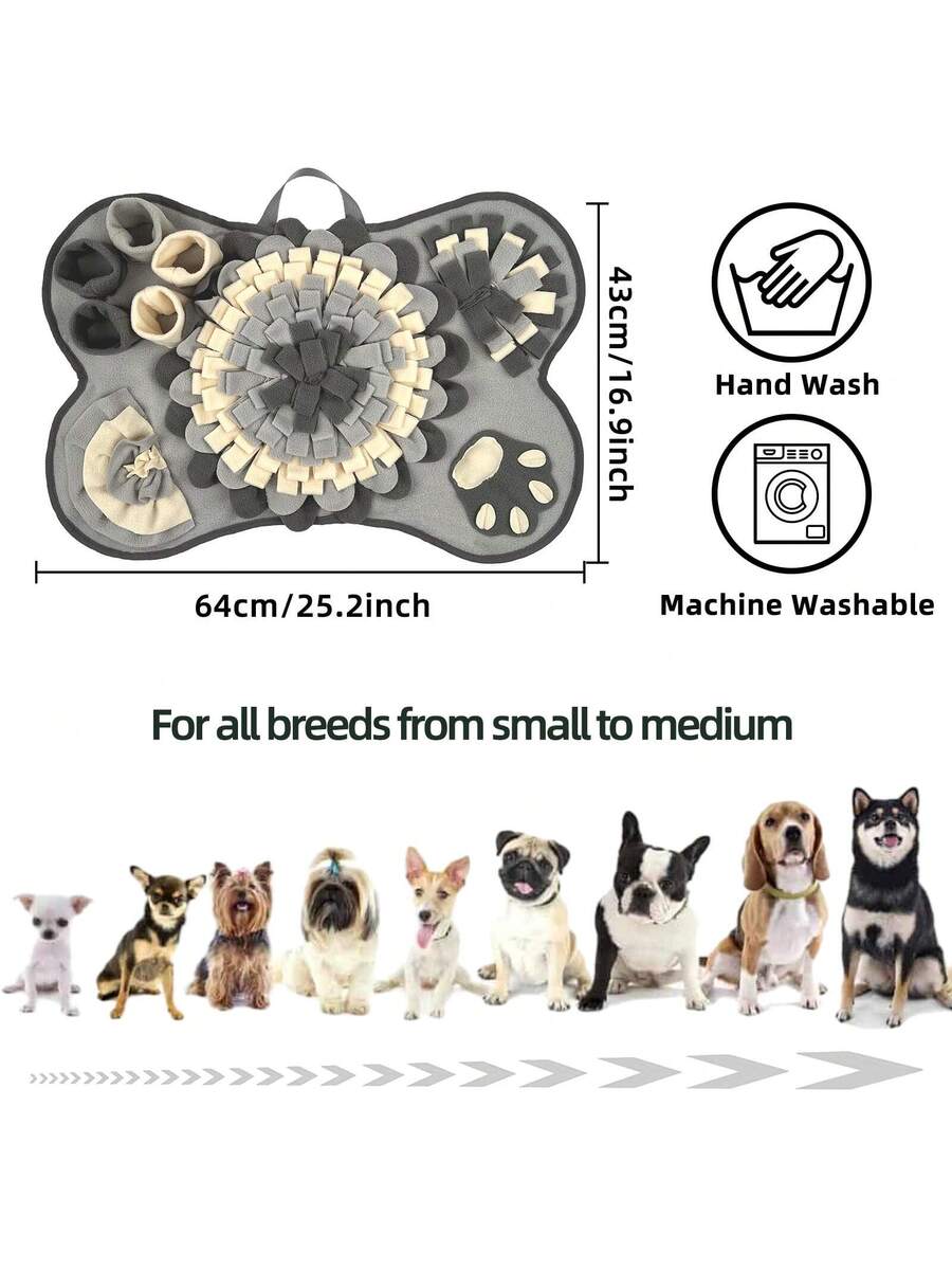 Grey 100% polyester pet sniffing pad and indoor slow feeder training blanket for dogs and cats