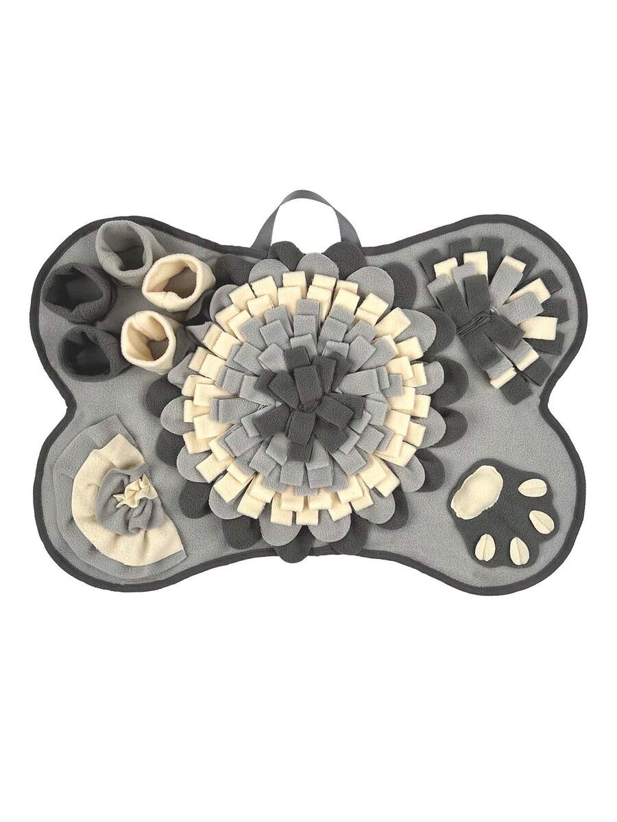 Grey 100% polyester pet sniffing pad and indoor slow feeder training blanket for dogs and cats