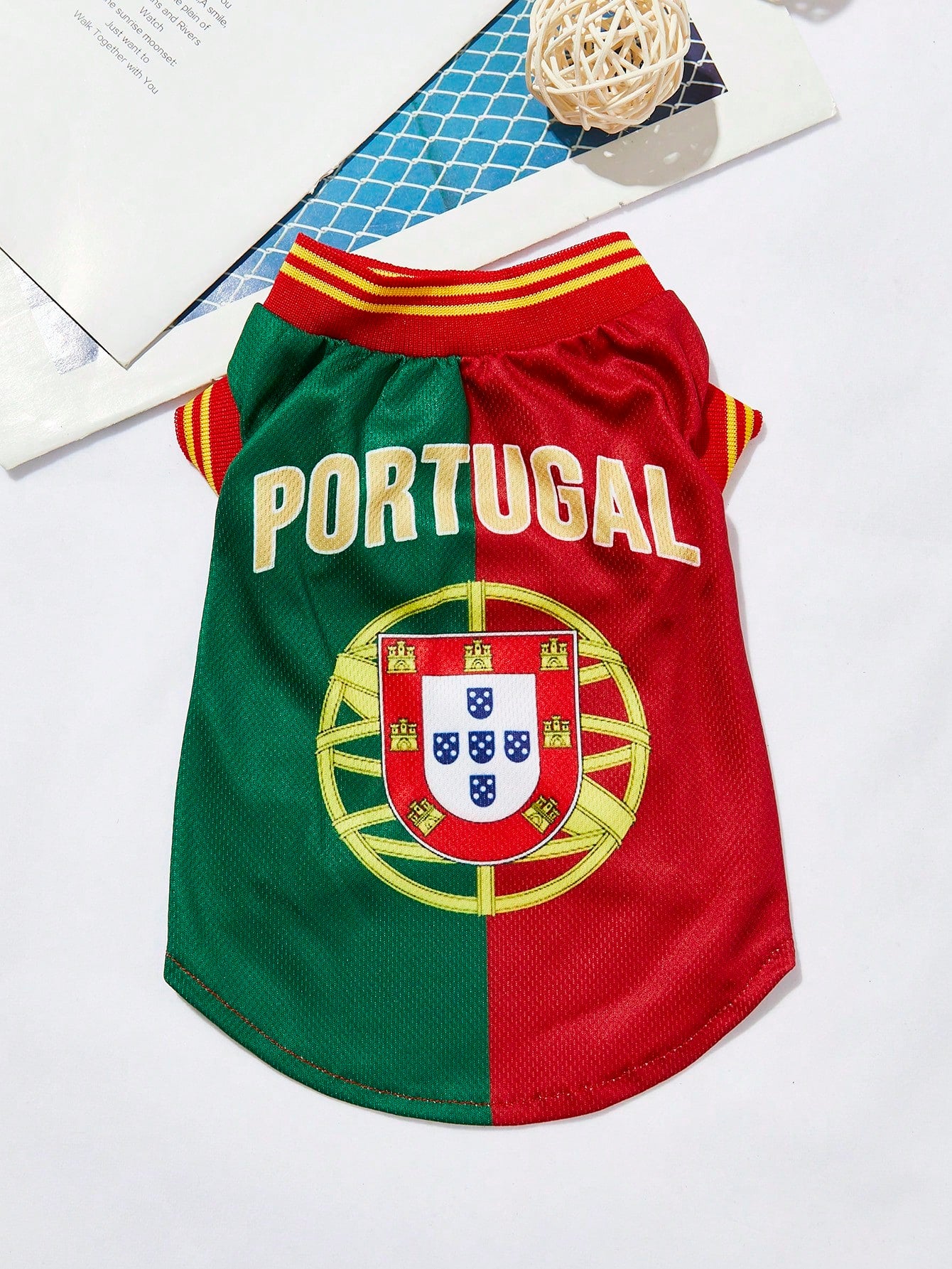 Mexican National Team Style Pet Jersey, Size 15, Striped With English Number Print, Contrast Color Collar And Ribbed Cuffs, Suitable For All Breeds