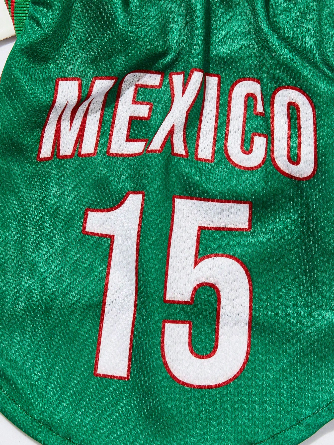 Mexican National Team Style Pet Jersey, Size 15, Striped With English Number Print, Contrast Color Collar And Ribbed Cuffs, Suitable For All Breeds