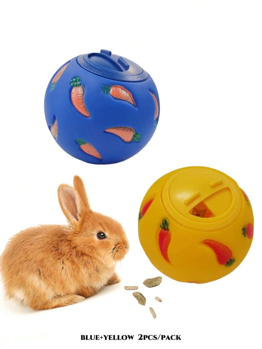 Multicolor small pet toy set featuring a carrot-shaped slow feeder food dispenser and an expandable telescopic play tunnel made of Polyvinyl Chloride for hamsters, bunnies, ferrets, and sugar gliders.