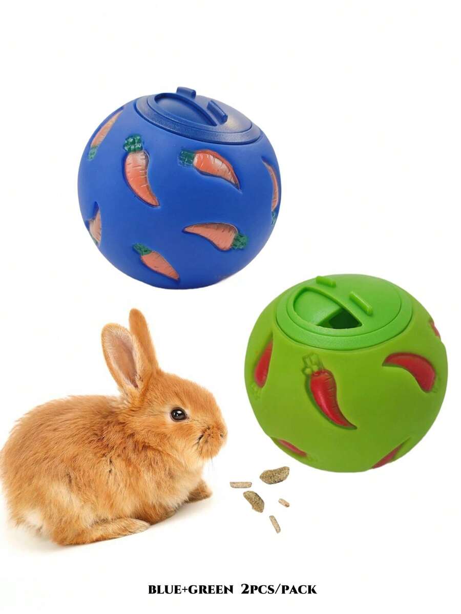 Multicolor small pet toy set featuring a carrot-shaped slow feeder food dispenser and an expandable telescopic play tunnel made of Polyvinyl Chloride for hamsters, bunnies, ferrets, and sugar gliders.