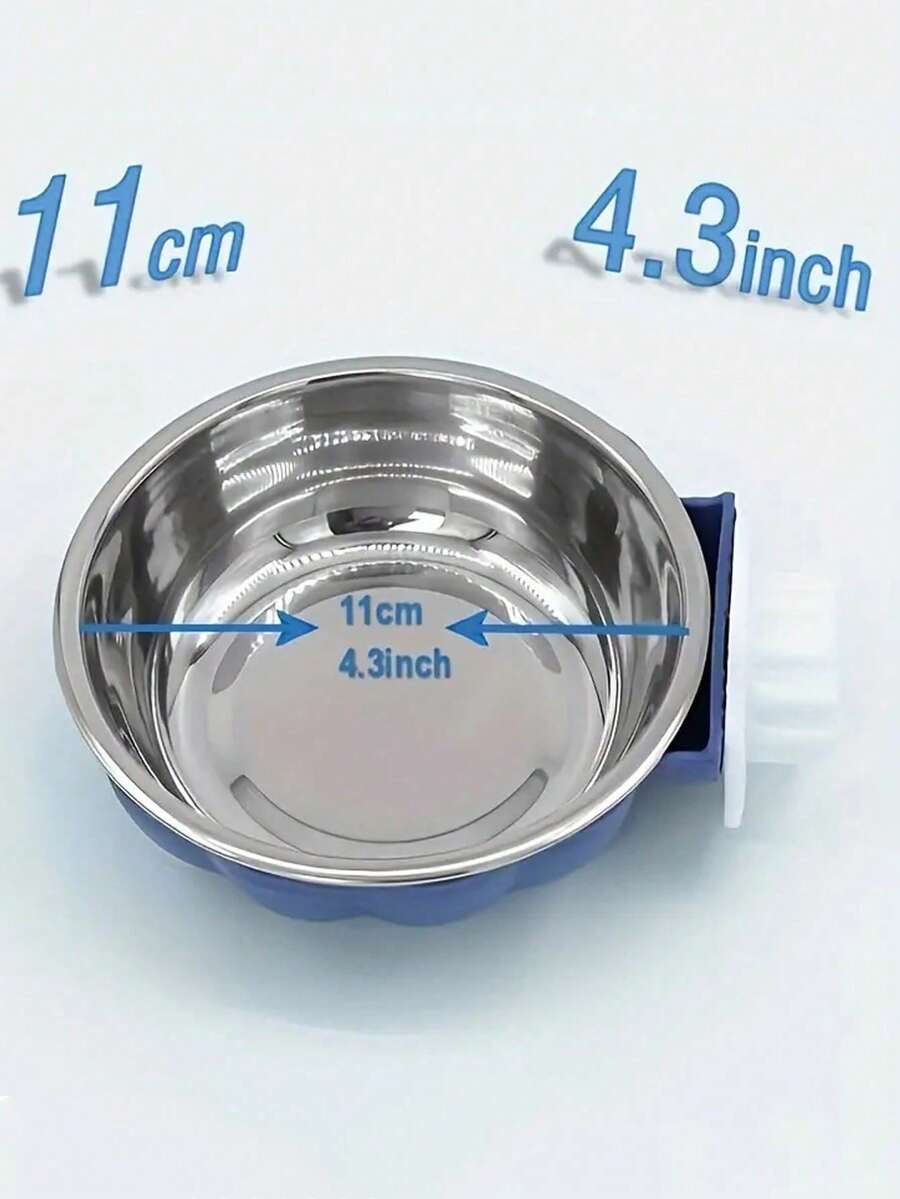 Blue detachable pet cage hanging food and water bowl with safety lid for small animals like hamsters and rats
