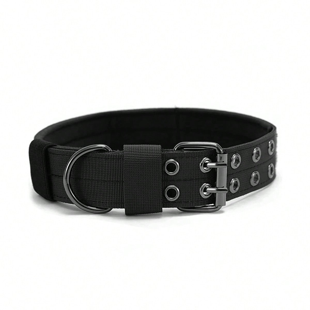 Adjustable multicolor nylon dog collar with tactical training design and patch panel for medium and large dogs