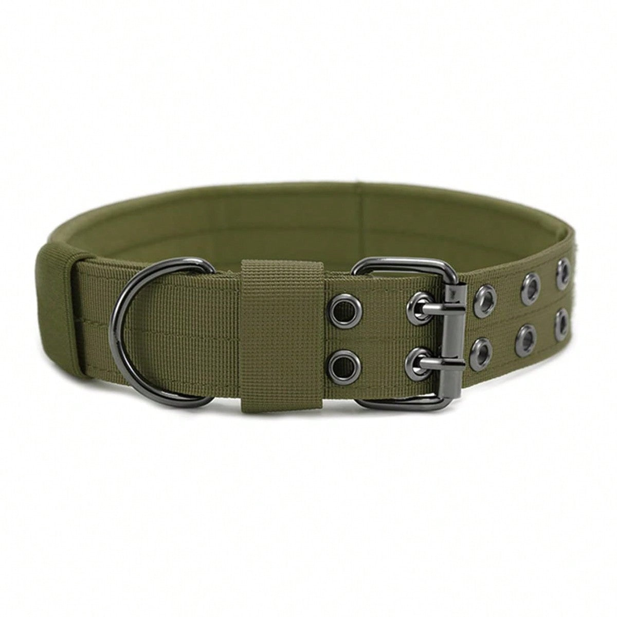 Adjustable multicolor nylon dog collar with tactical training design and patch panel for medium and large dogs