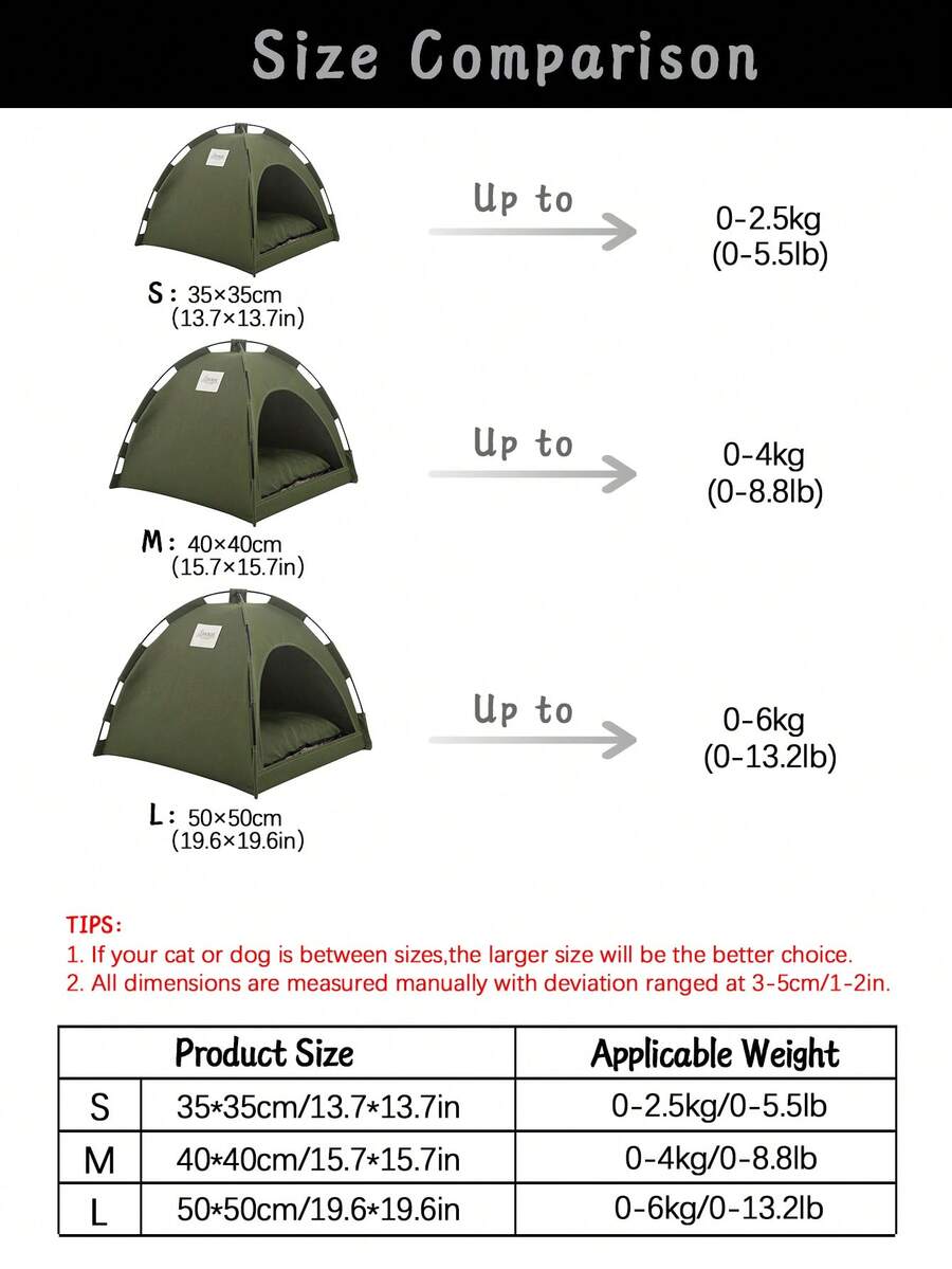 Army green colorblock breathable and washable pet tent for small cats and dogs made of polyester.
