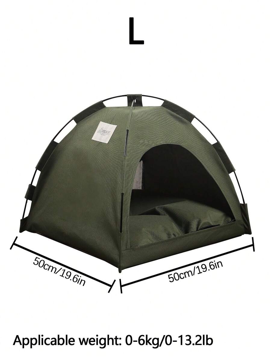 Army green colorblock breathable and washable pet tent for small cats and dogs made of polyester.