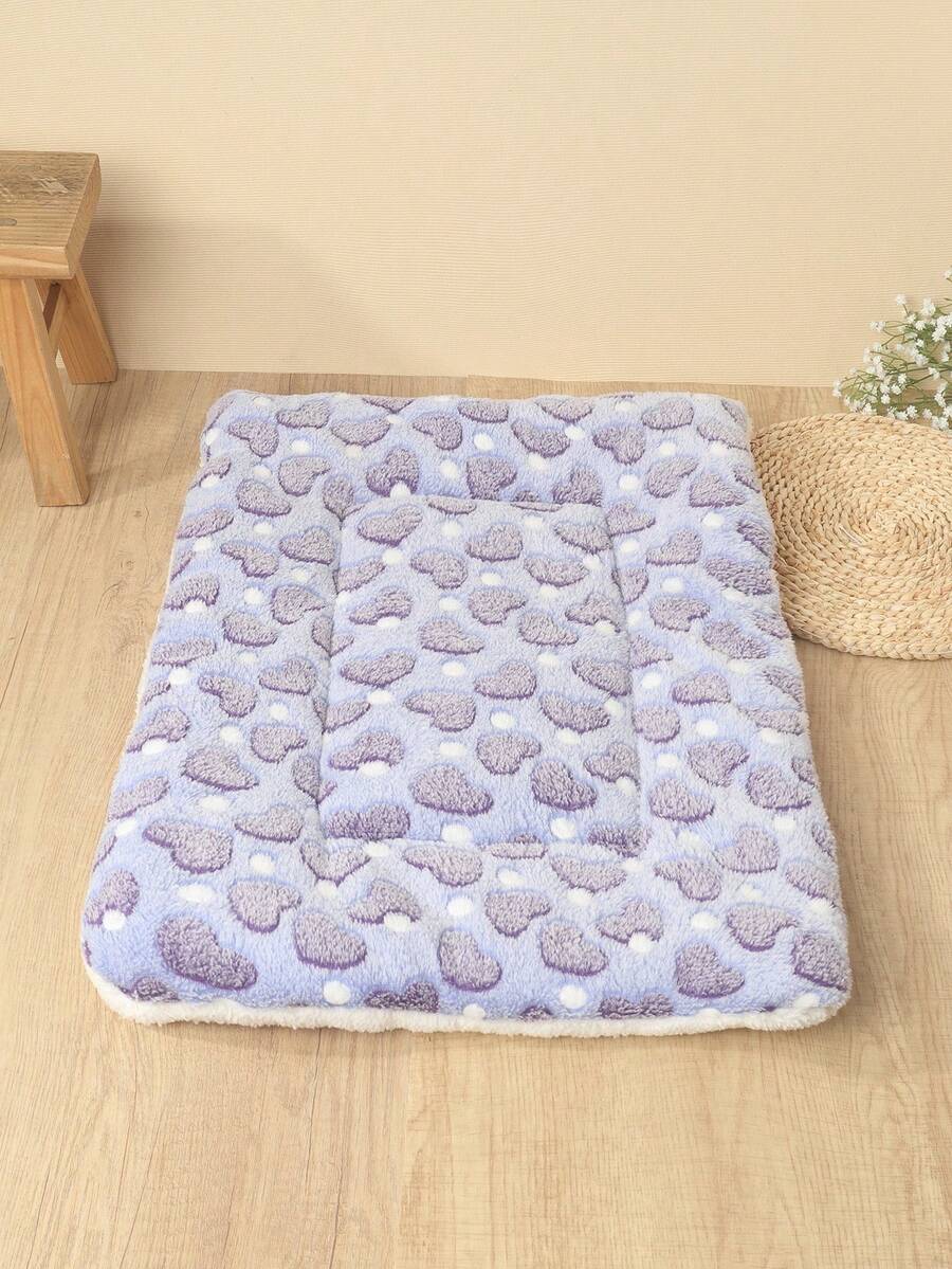 Thickened grey pet bed mat with pink star pattern designed for small and medium cats and dogs
