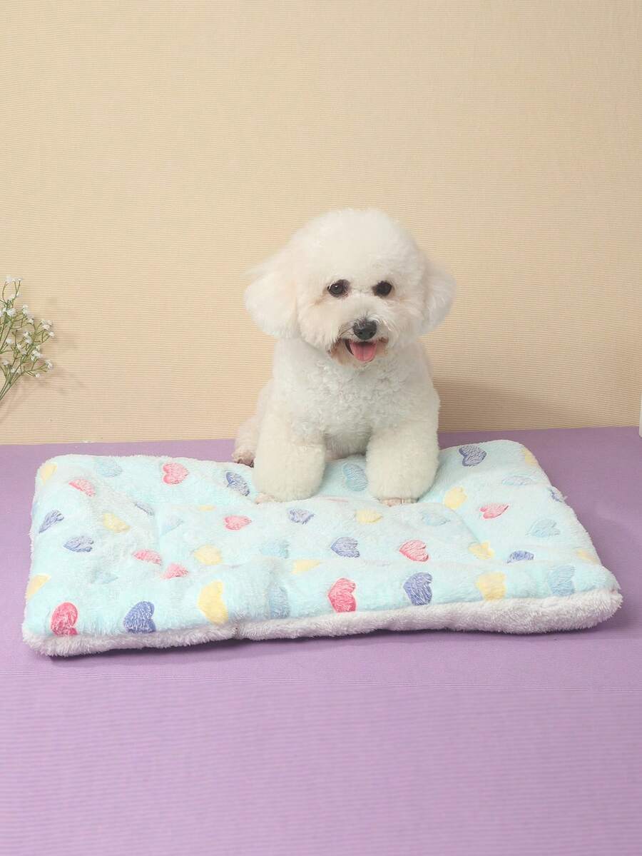 Thickened grey pet bed mat with pink star pattern designed for small and medium cats and dogs