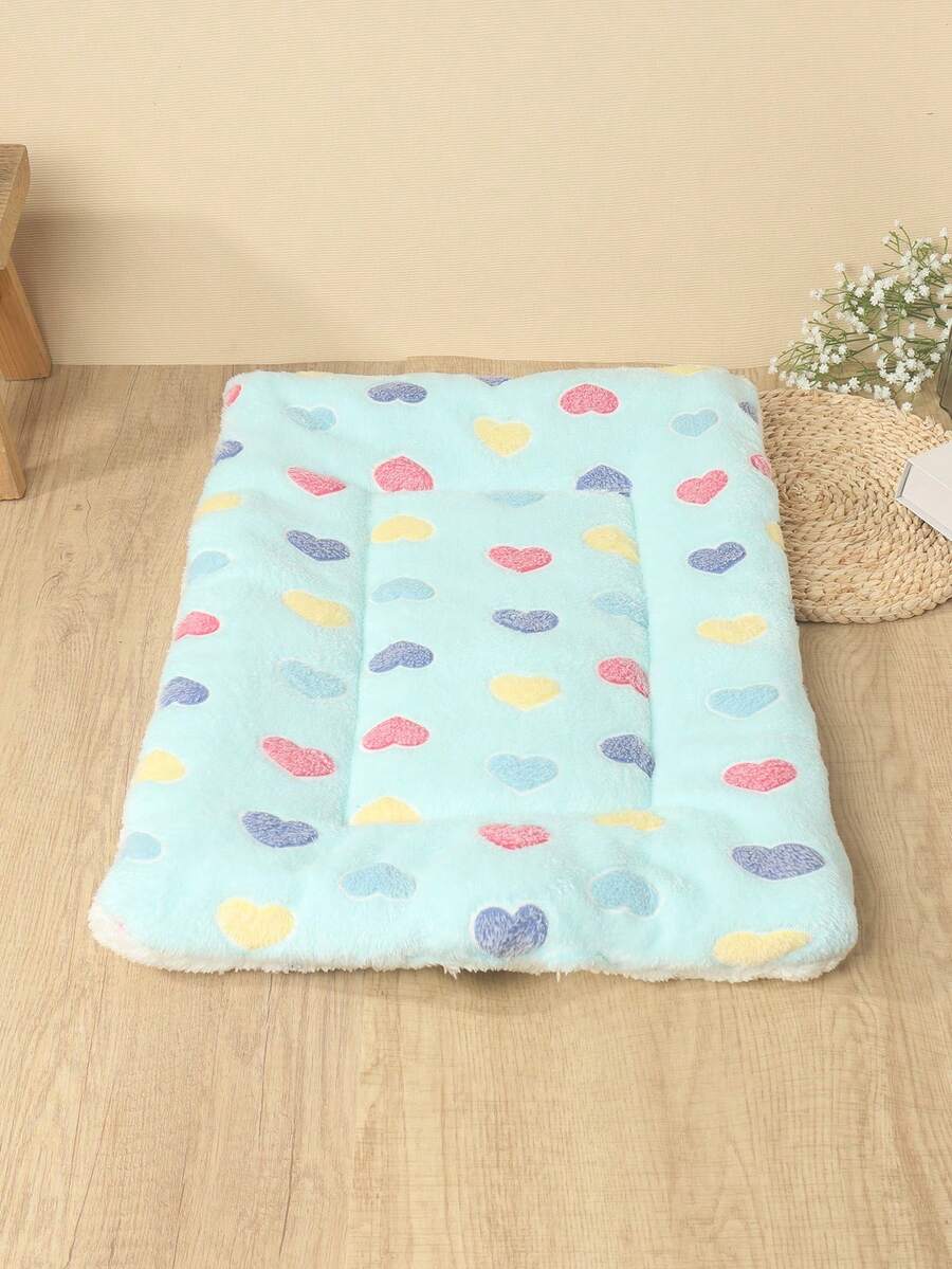 Thickened grey pet bed mat with pink star pattern designed for small and medium cats and dogs