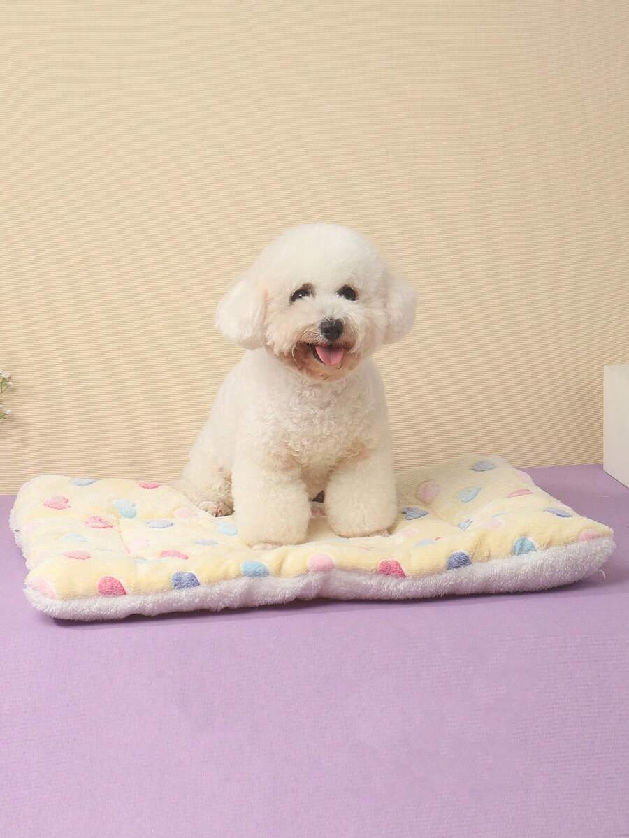 Thickened grey pet bed mat with pink star pattern designed for small and medium cats and dogs
