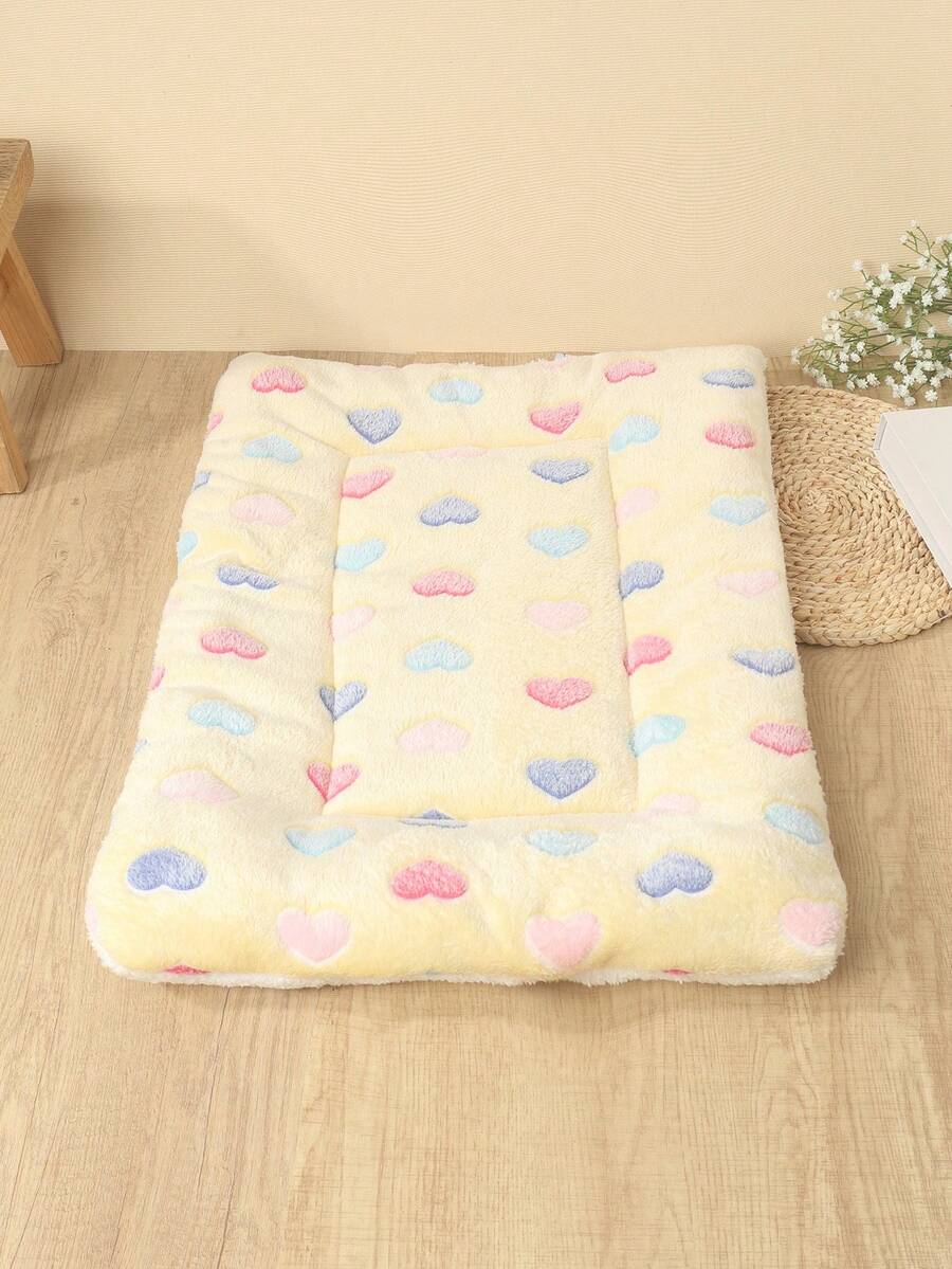 Thickened grey pet bed mat with pink star pattern designed for small and medium cats and dogs