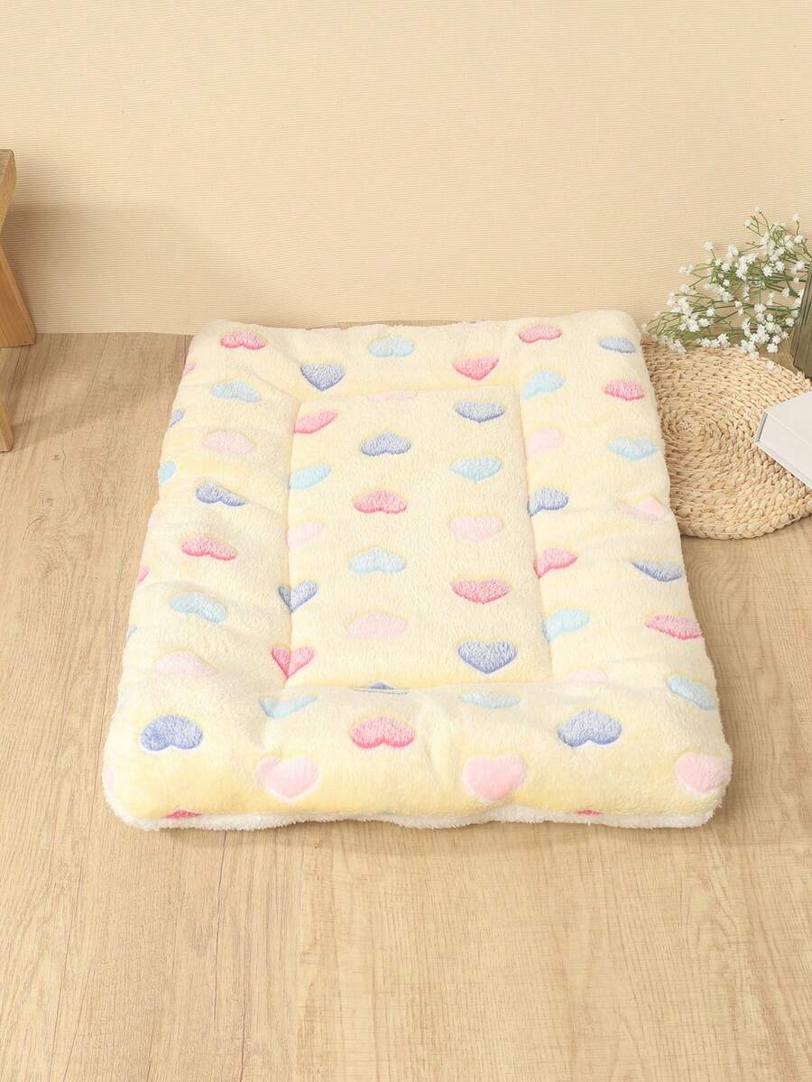 Thickened grey pet bed mat with pink star pattern designed for small and medium cats and dogs
