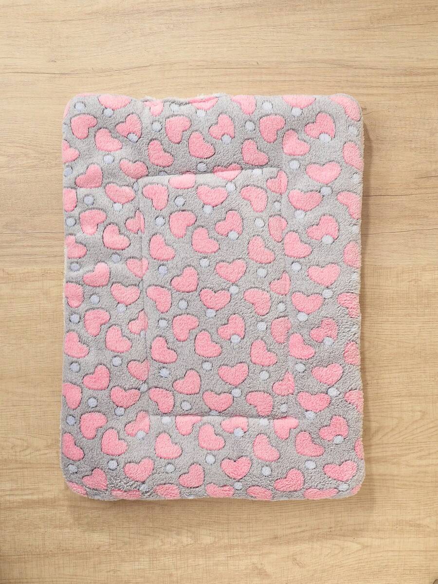 Thickened grey pet bed mat with pink star pattern designed for small and medium cats and dogs
