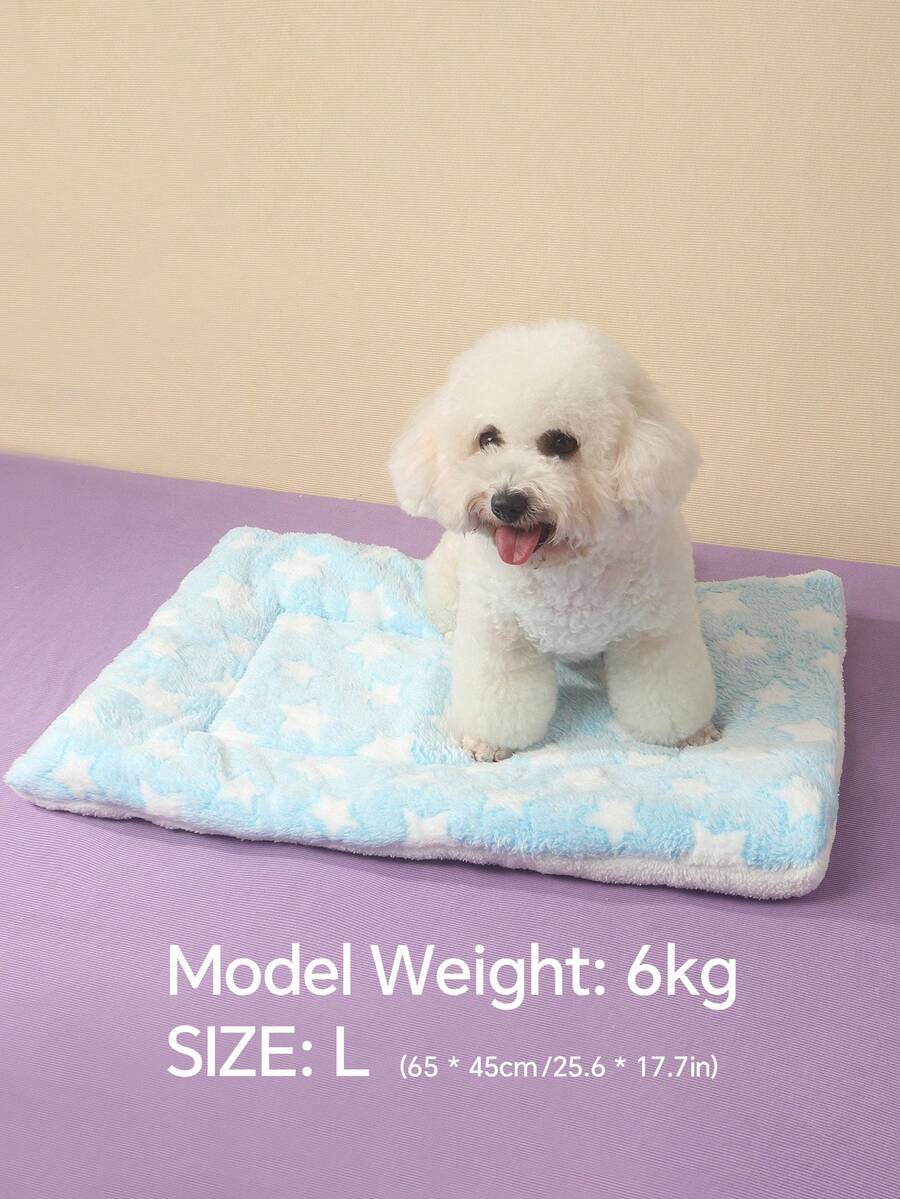 Thickened grey pet bed mat with pink star pattern designed for small and medium cats and dogs